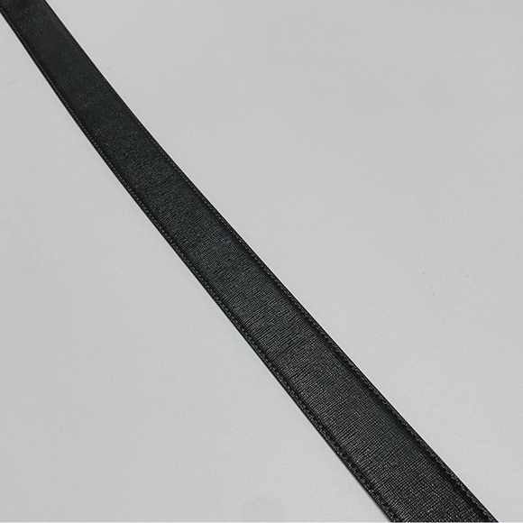 MONT BLANC black saffiano leather gold square buckle belt - Picture 4 of 11